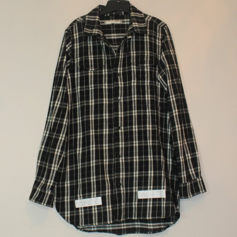 Off-White Checkered Plaid Flannel Shirt  Black  White men  size medium